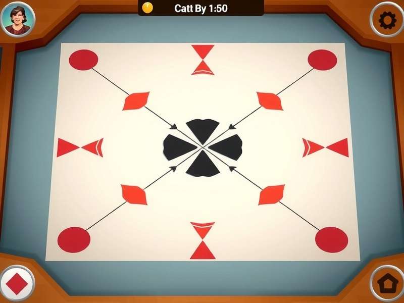 Carrom Ace Tournament gameplay screenshot showing board and pieces